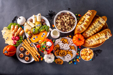 Halloween party food and snack buffet