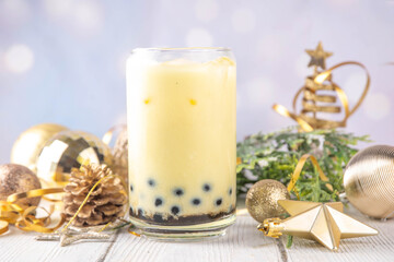 Christmas holiday eggnog boba milk tea cocktail