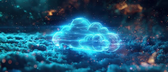 Fototapeta premium Futuristic Hologram of Cloud Computing Network in