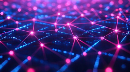 Obraz premium An abstract network grid with glowing nodes, symbolizing communication technology.