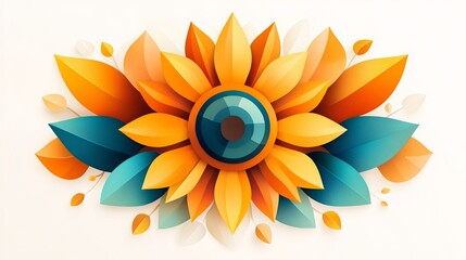 Obraz premium A vibrant and colorful abstract floral design with bright orange and teal petals, perfect for decorative and artistic uses.