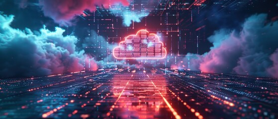 Fototapeta premium Futuristic Hologram of Cloud Computing Technology
