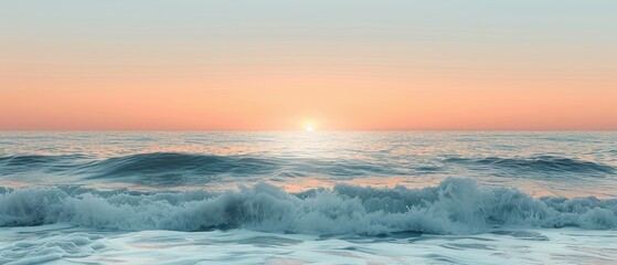 Obraz premium Tranquil Sunrise Over Calm Ocean - Peaceful Seascape with Pastel Sky at Dawn