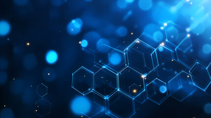 Obraz premium Abstract background with blue hexagons of technological elements