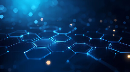 Obraz premium Abstract background with blue hexagons of technological elements