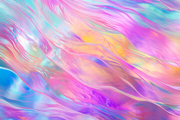 Abstract colorful holographic background in rainbow colors. Colourful wallpaper template in pink, blue and yellow colours. 