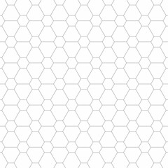 Fototapeta premium Seamless geometric pattern consisting of thin lines with interconnected hexagon shapes on a white background. Suitable for various creative projects or decorative elements.