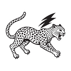 Angry Leopard Lino-cut Vector Illustration