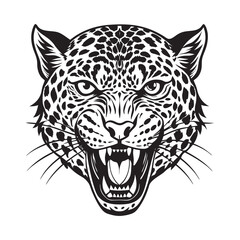 Fototapeta premium Angry Leopard Lino-cut Vector Illustration