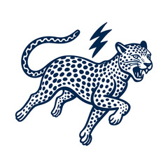 Fototapeta premium Angry Leopard Lino-cut Vector Illustration