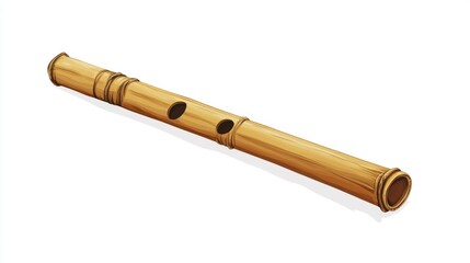 Illustrate a klui, the Thai bamboo flute, with its simple yet elegant design, isolated on a white background