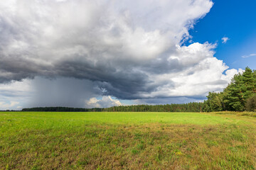 Obraz premium A field with a storm cloud in the sky