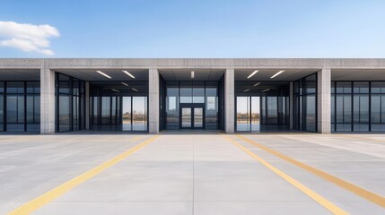 A brutalist bus terminal with a heavy, grounded design and minimal ornamentation, Neo Brutalism, bus terminal, minimalism