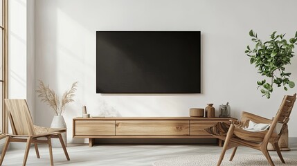 Modern Living Room with TV and Wooden Furniture
