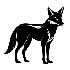 Silhouette of a Jackal on a White Background Vector Illustration