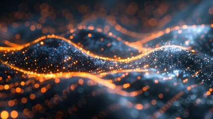 Abstract Wave of Glowing Particles
