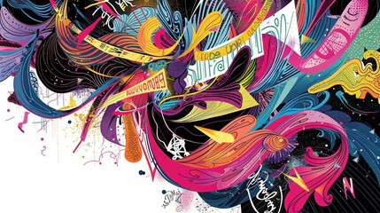 Obraz premium Abstract Colorful Swirls with Black Background.