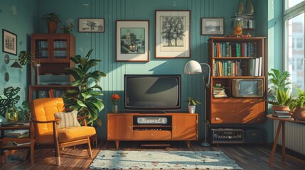 Vintage Living Room with Retro Decor