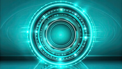 Obraz premium Futuristic glowing blue circular interface design.