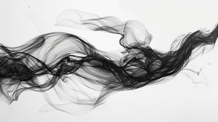 Abstract black lines flowing on white background.
