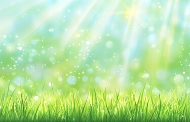 Obraz premium This image features a spring background of blue and green, blurred foilage, and a bright bokeh.