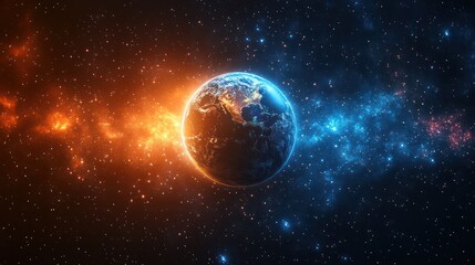 Obraz premium view of the Earth, stars and galaxy. Planet Earth