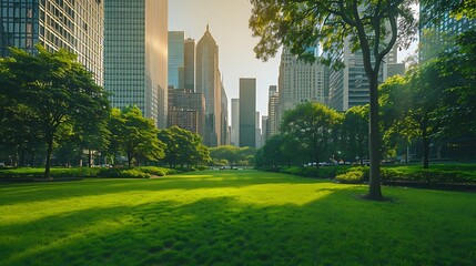 Urban Oasis: Skyscrapers and Lush Greenery