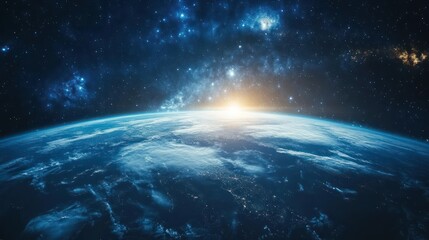 Fototapeta premium view of the Earth, stars and galaxy. Planet Earth