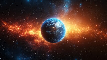 Obraz premium view of the Earth, stars and galaxy. Planet Earth