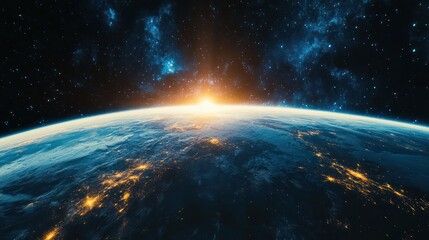 view of the Earth, stars and galaxy. Planet Earth