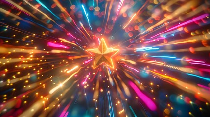 Golden Star Lights on Dark Background