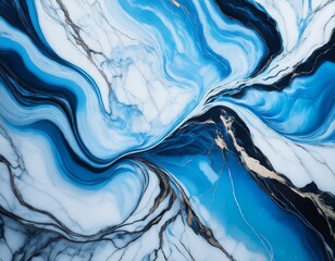 Obraz premium Minimalistic Marble Background with Soft Flowing Patterns in Light Blue and Black