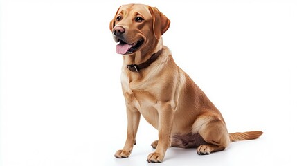 Golden Labrador Retriever Sitting with Tongue Out