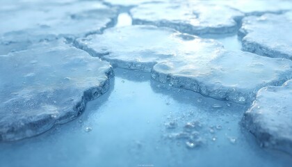 Ice texture with distinct cracks, air bubbles, and transparency. Features a cool, bluish color and a fragile appearance, ideal for winter, nature, and cold beverage projects.