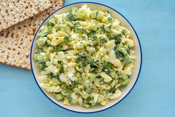 Egg Cucumber Thyme Salad for Jewish holiday Pesach.
