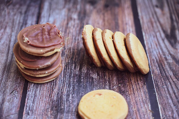 Jaffa Cakes. Cookies covered with dark chocolate and filled with orange marmalade Delicious 