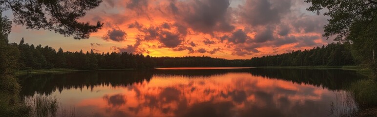 Obraz premium Panorama sunset 200 km north of Cloncurry, queensland Australia, in the outbacks of Queensland