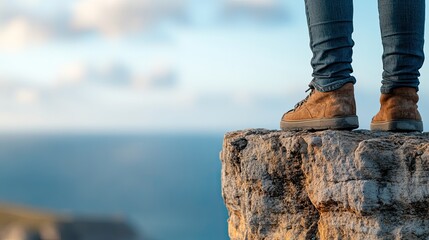 Closeup of Boots on a Cliff Edge