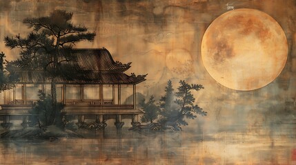 Moonlit Landscape with Pavilion