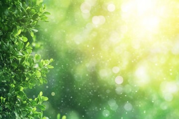 Obraz premium Against a green background, white bokeh is abstracted