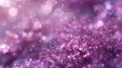 Obraz premium Snowflake array, glittering purple background, soft focus, enchanting and elegant.