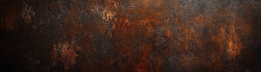 The background texture of the banner is rusty dark metal stone with grunge texture