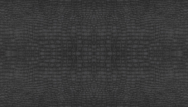 Dark gray crocodile skin texture with a symmetrical, intricate pattern of scales, providing a detailed and exotic backdrop