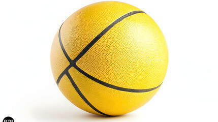 Fototapeta premium Yellow Basketball on White Background