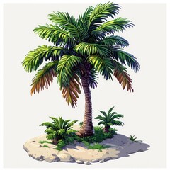 Obraz premium Palm Tree on a Small Sandy Island