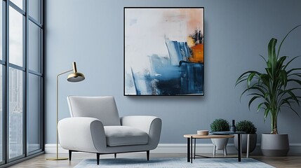 Living room with comfortable chair,minimalist modern home room interior design