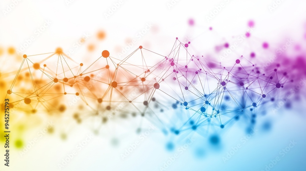 Poster connected dots and lines on plexus background, representing global network connectivity, digital tec