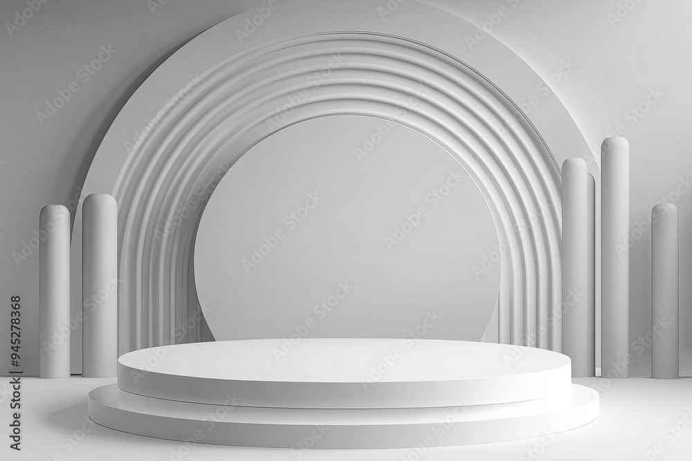 Poster a white gradient background with a product display. an empty room or studio with a white backdrop. a
