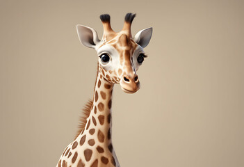 Close-up Portrait of a Young Giraffe with a Gentle Expression