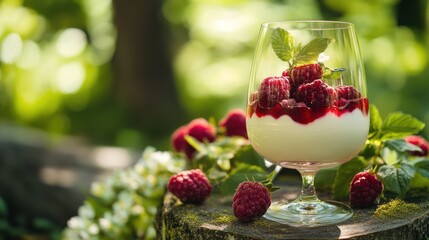 Delicious Summer Dessert with Fresh Raspberries